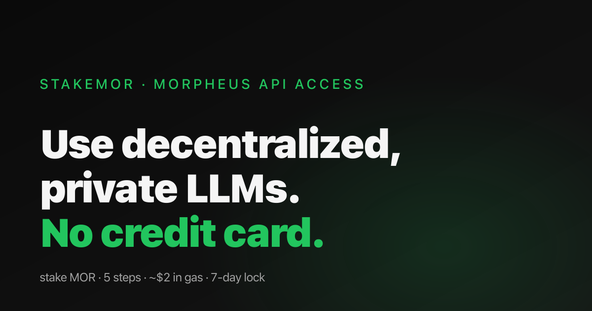 stakemor — Stake MOR for Morpheus API credits, step by step